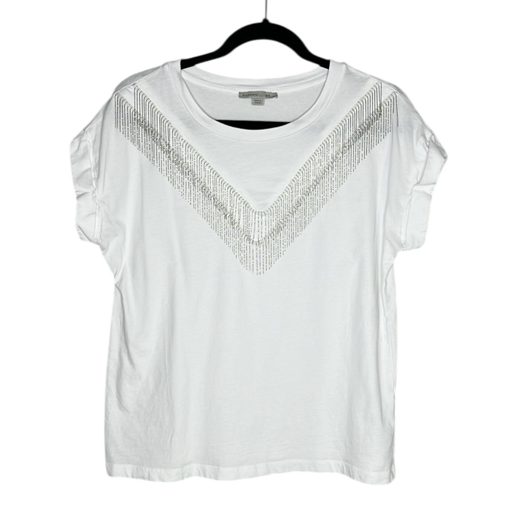 ALLSAINTS Edgy Western Imogen Boy Chain Tee in white size XS/S